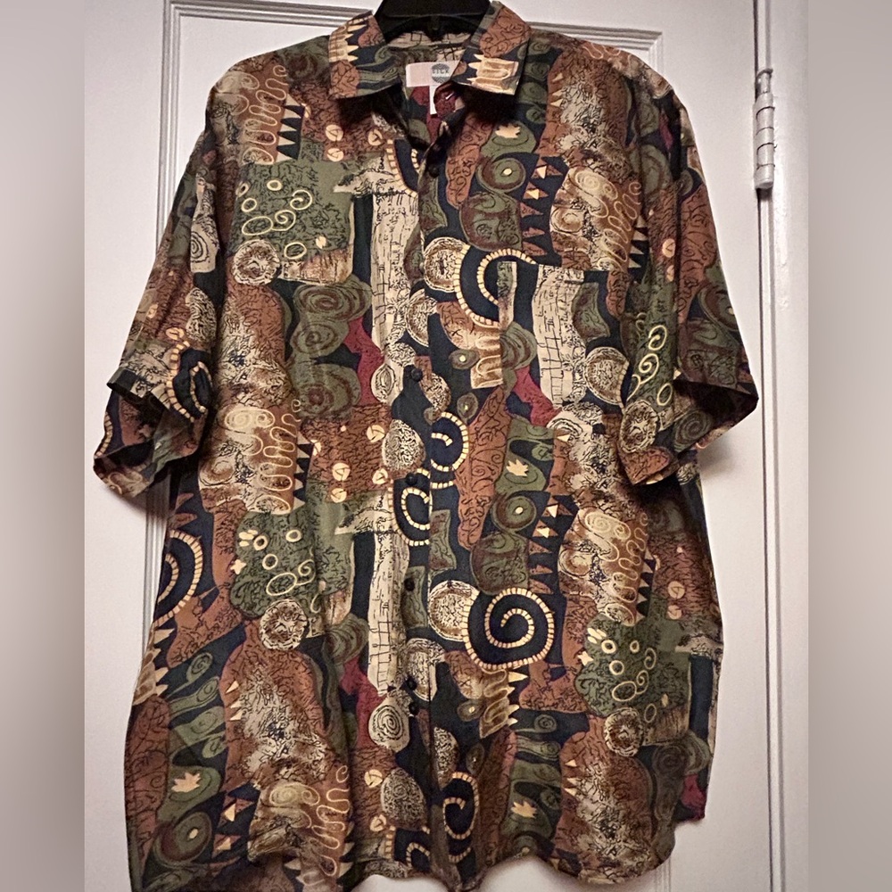 Silk Uomo NAK Shirt Mens M Multicolor Short Slv Collared Button Up Lightweight